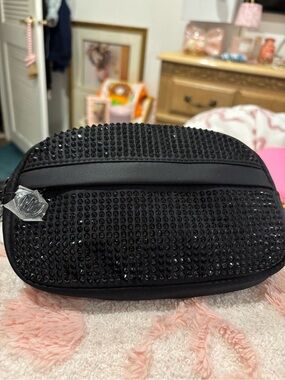 Steve Madden Black Crystal Belt Bag